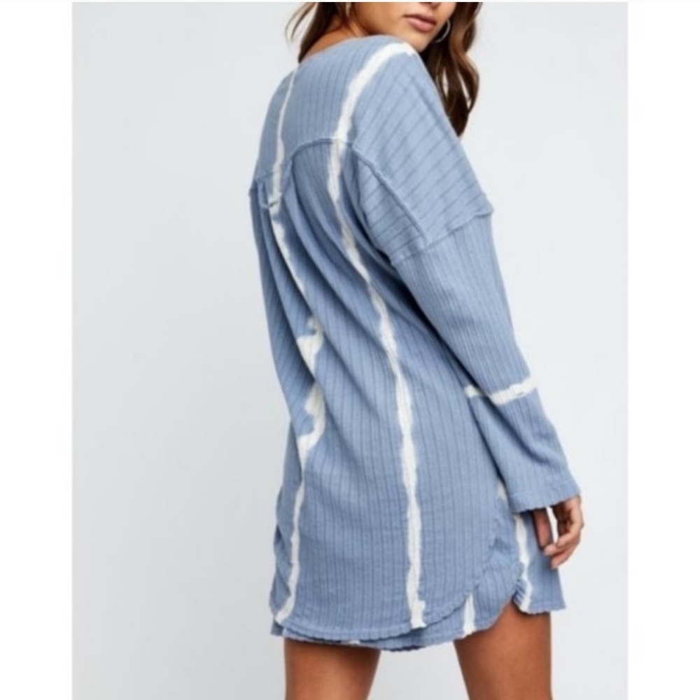 Free People Little Dream PJ Set LS Top High Rise Shorts Oversized Stretchy S NWT - Picture 7 of 16